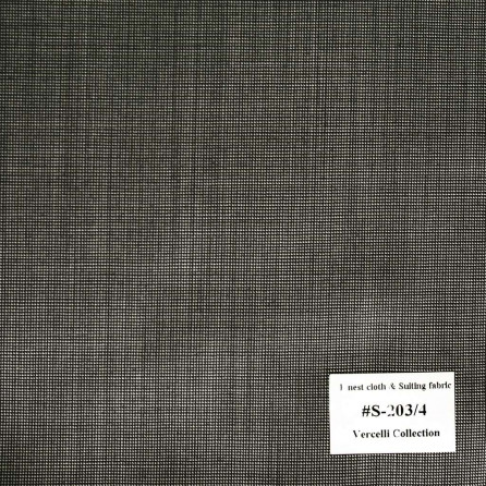 S-203/4 Vercelli V8 - Vải Suit 95% Wool - Xám Trơn